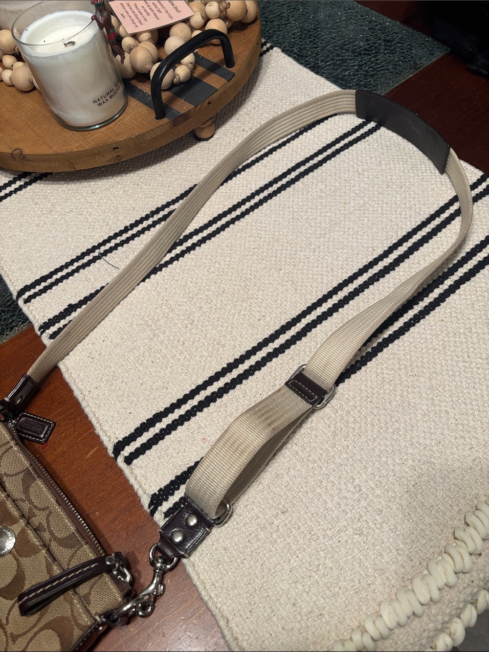 Coach Brown Signature Canvas Mini Crossbody with Cream Strap - Picture 4 of 6